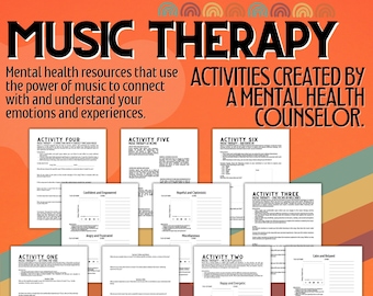 Empowering Music Therapy Worksheets - Nurturing Mental Health - Printable Tools for Healing | Digital Download