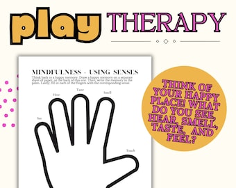 Mindful Art Therapy for Kids: Printable Worksheet to Draw Happy Places and Master 5 Senses for Anxiety and Anger Coping