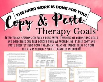 Part 1 - Therapy Cheat Sheet Goals and Objectives | Mental Health Treatment Plan | Therapist Notes Quick Reference | Printable Download