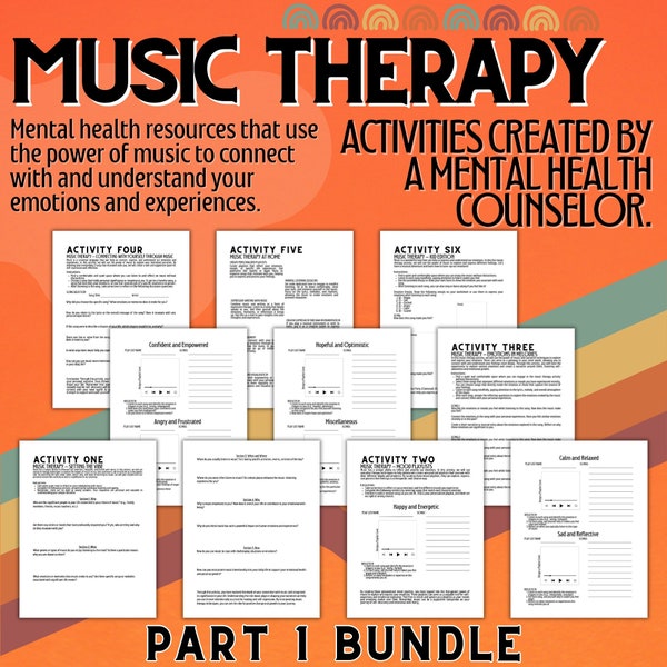 Empowering Music Therapy Worksheets - Nurturing Mental Health - Printable Tools for Healing | Digital Download