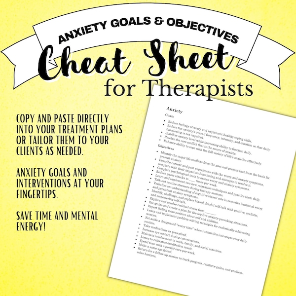 Treatment Goals and Interventions Etsy
