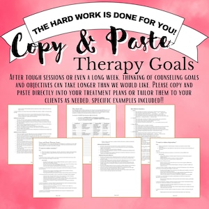 Part 1 - Therapy Cheat Sheet Goals and Objectives | Mental Health Treatment Plan | Therapist Notes Quick Reference | Printable Download