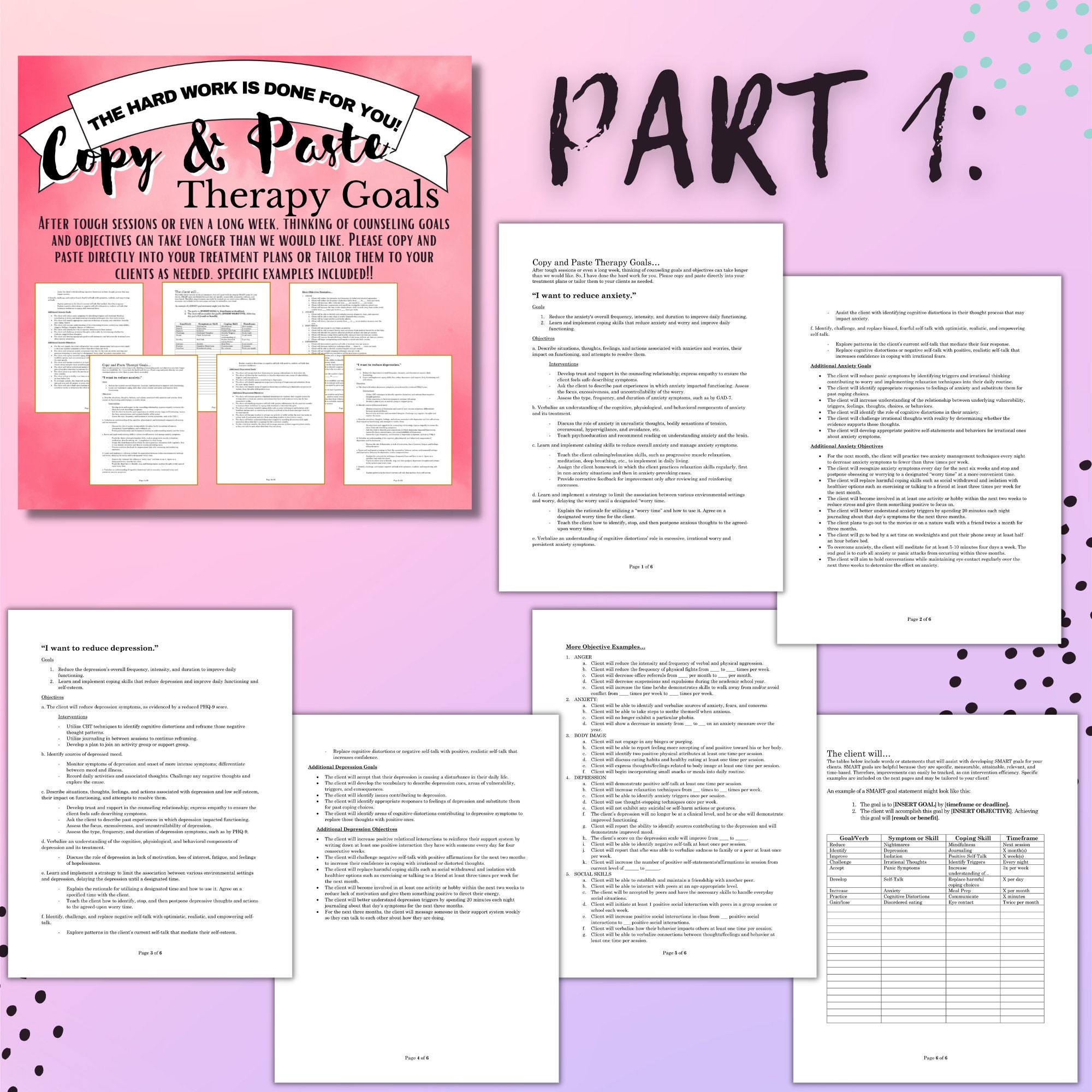 Therapy Goals & Interventions Cheat Sheet Bundle – Copy Paste ...