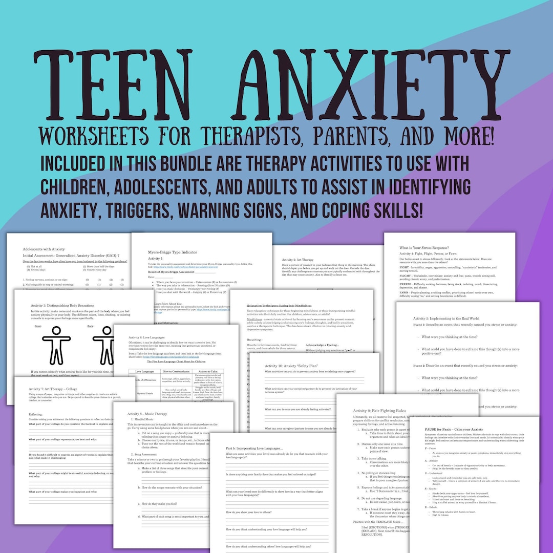 Ultimate ANXIETY Bundle Anxiety Worksheets for Teens Anxiety Management Workbook Download