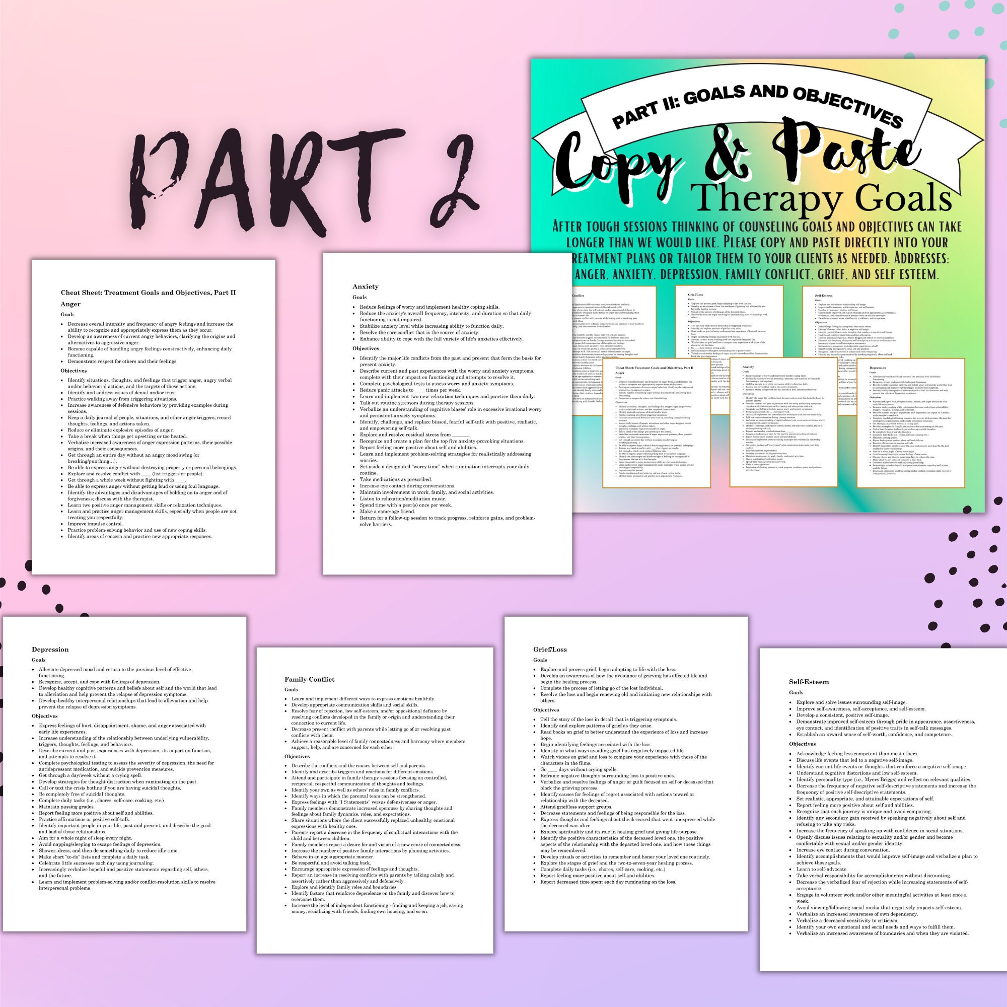 Therapy Goals & Interventions Cheat Sheet Bundle – Copy Paste ...