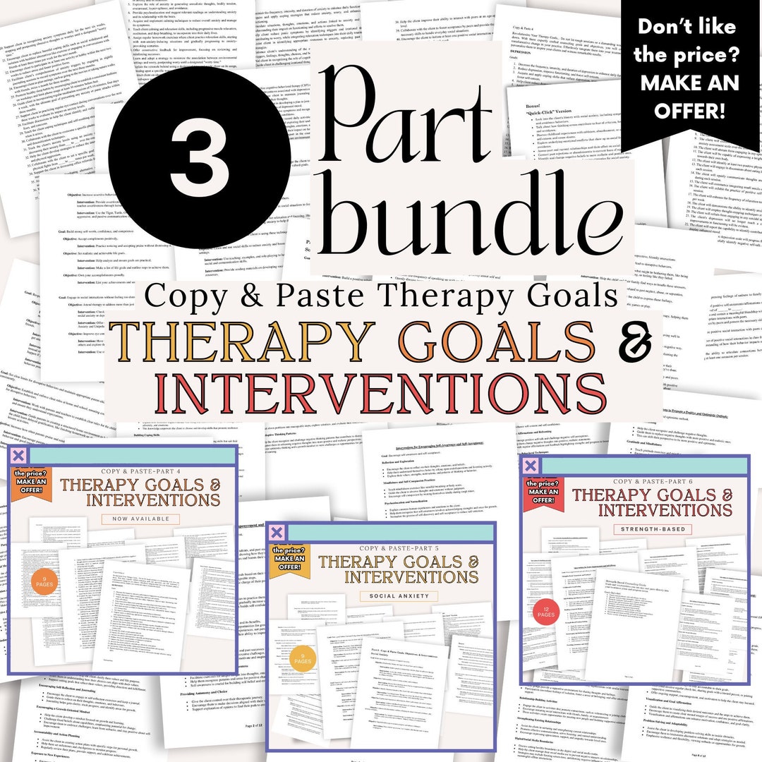 Parts 4, 5, 6 BUNDLE - Therapy Goals and Interventions | Copy and Paste ...
