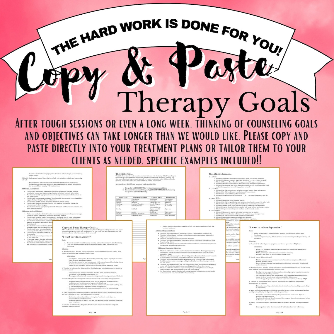 Therapy Cheat Sheet Goals PDF Therapeutic Intervention Digital Download ...