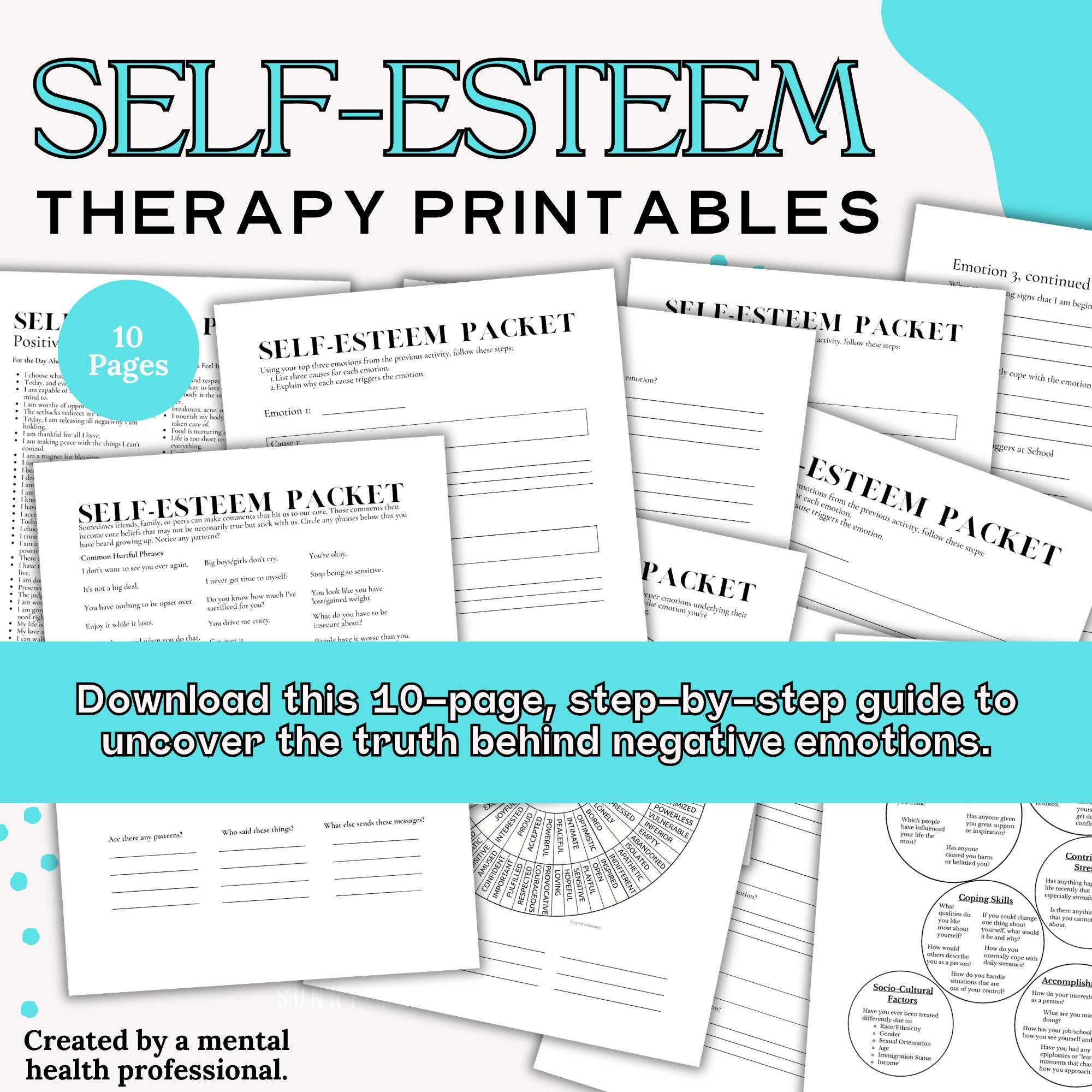 Self esteem Therapy Worksheets Boost Confidence Overcome Negative