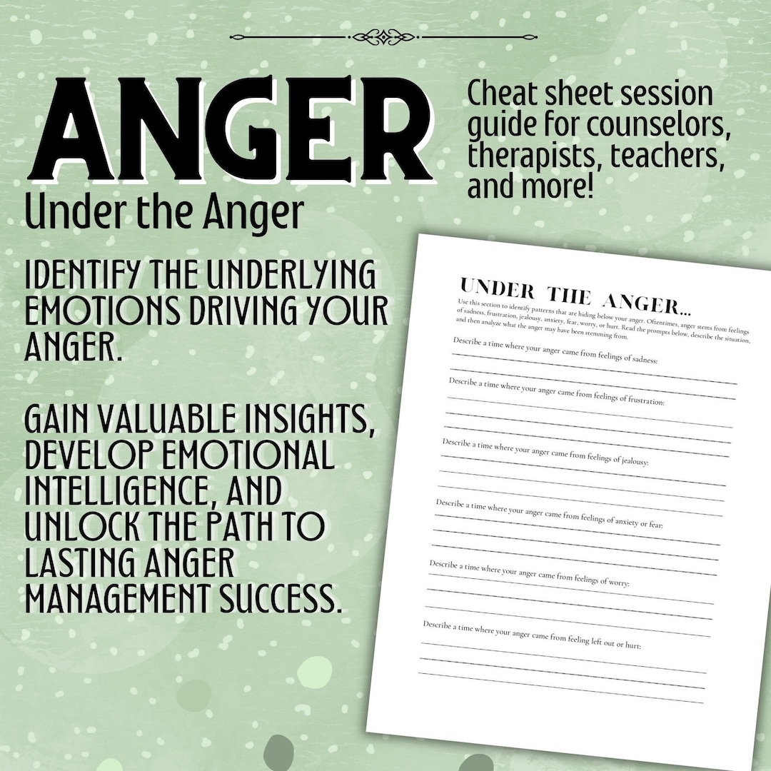 Printable Anger Management Worksheet: Identify Underlying Emotions for ...