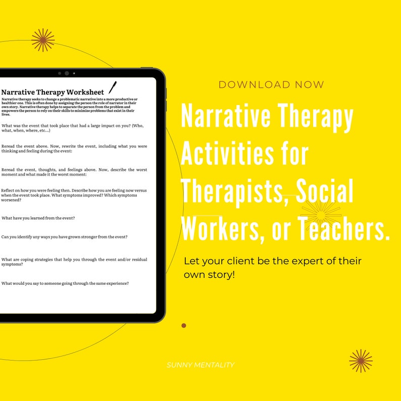Narrative Therapy Worksheet Printable Trauma Activity Etsy