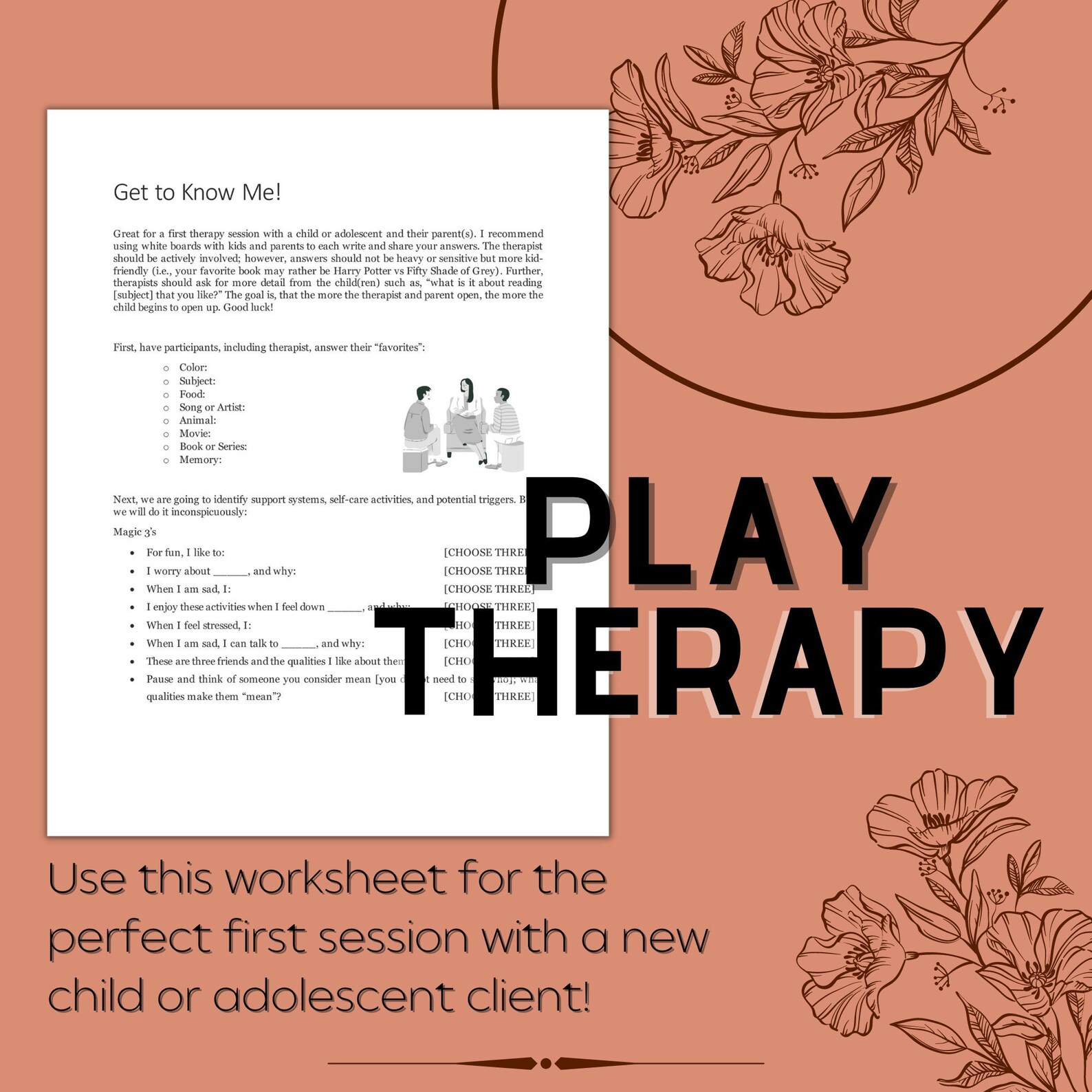 Play Therapy Questions for First Session Children Client Intake Form
