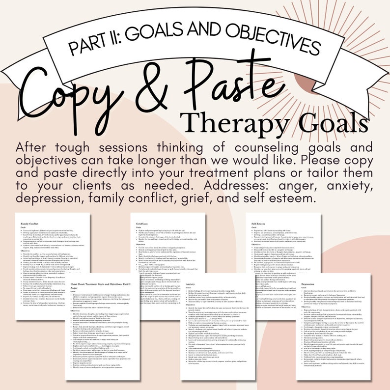 Therapy Goals Cheat Sheet Part 2 Therapeutic Intervention Etsy UK