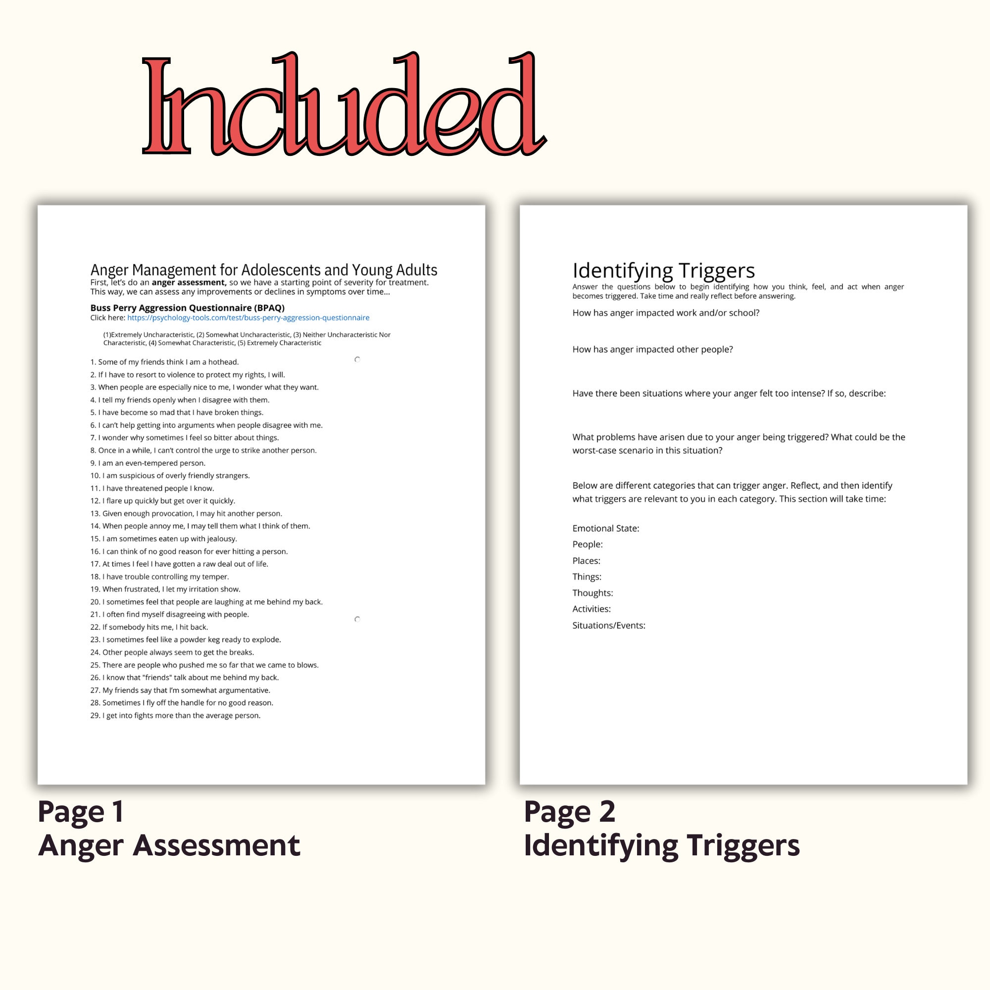 Anger Worksheets for Assessing Anger, Finding Triggers, and Improving ...