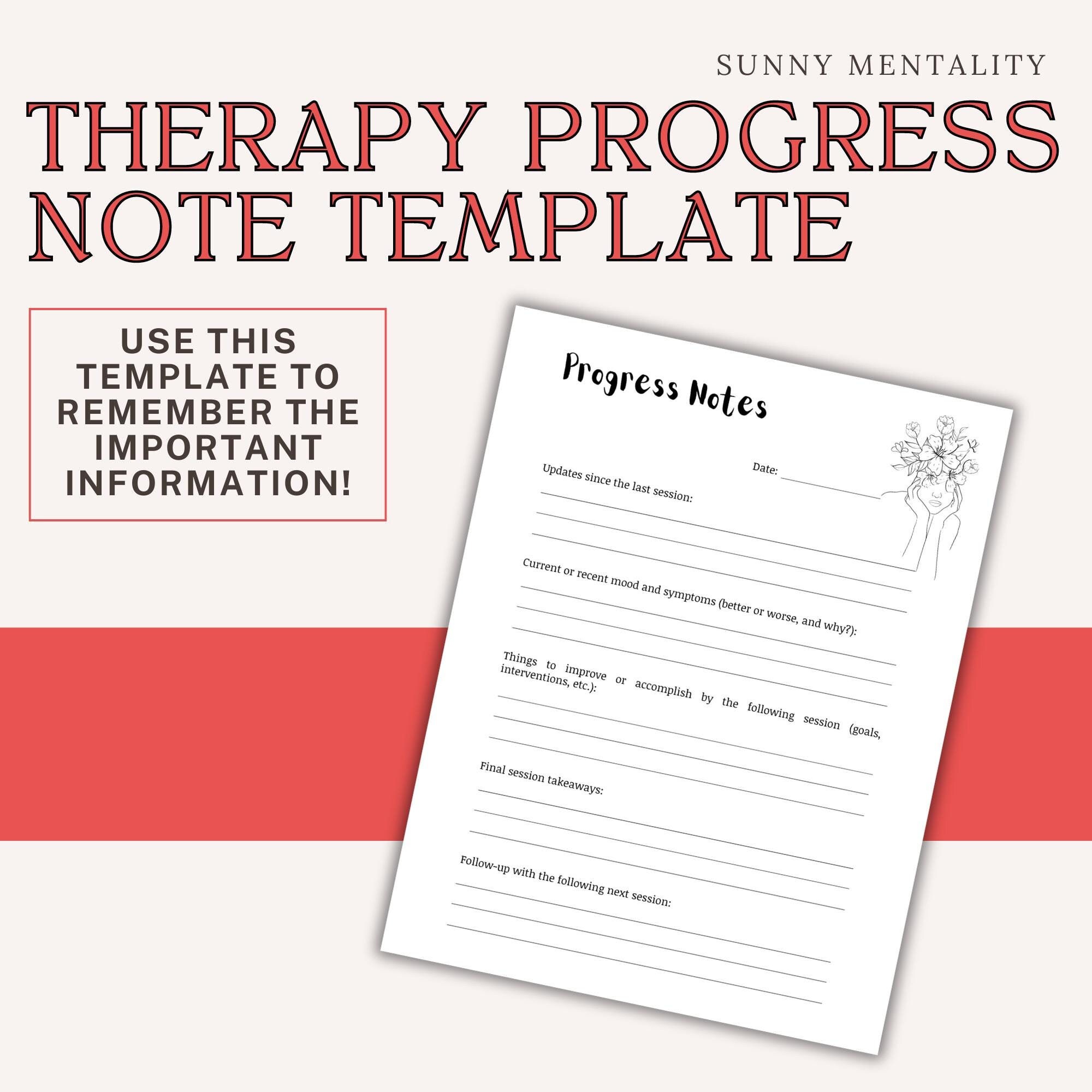 Therapy Progress Note Template | Session Notes for Mental Health ...