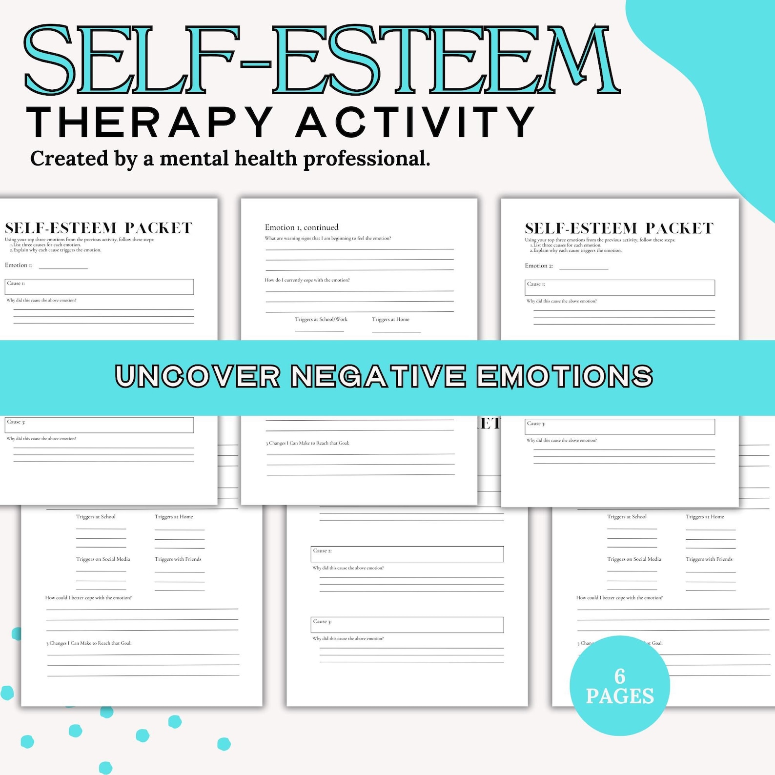 Uncover Negative Emotions Therapy Worksheet | Warning Signs, Triggers