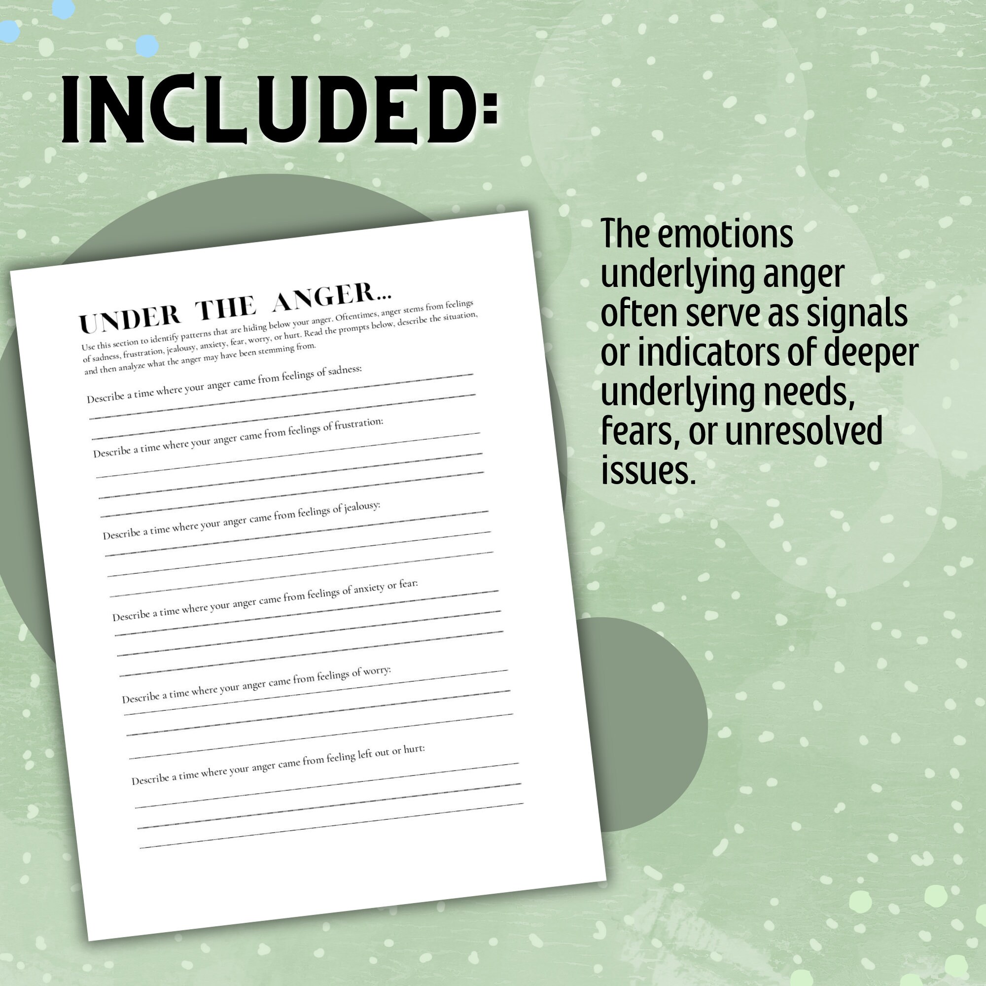 Printable Anger Management Worksheet: Identify Underlying Emotions for ...