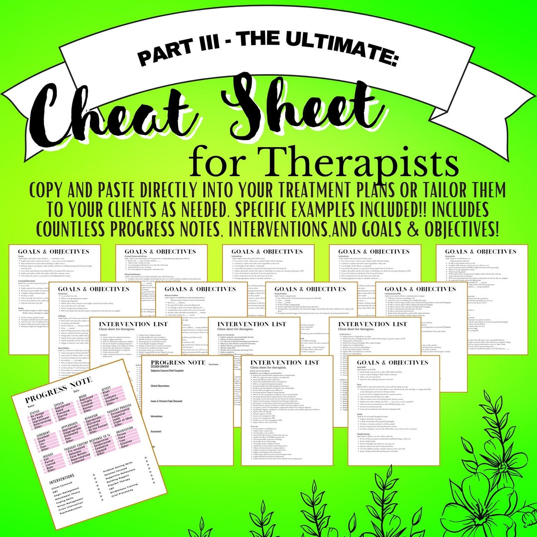 Therapy Goals, Interventions, and Objectives | Cheat Sheet for ...