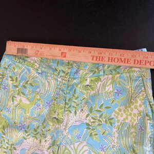 Vintage 90s Lilly Pulitzer Jungle Animals Print Cropped Pants Size 4 Blue Green image 7