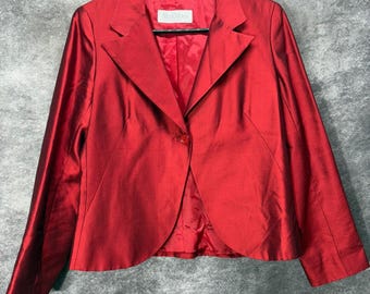 Max Mara Red 100% Silk Blazer Jacket Women's 10 US 44 IT Glam Old Money Luxury