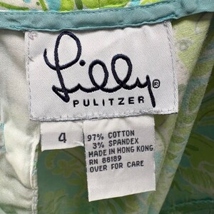 Vintage 90s Lilly Pulitzer Jungle Animals Print Cropped Pants Size 4 Blue Green image 6