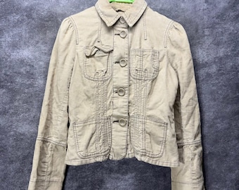 Y2K BB Dakota lichtbruin corduroy utility jack damesmaat M getailleerd baby preppy