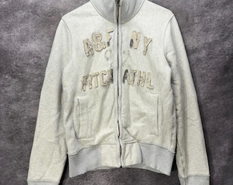 Y2K Abercrombie & Fitch Zip Sweatshirt Jacket Size S Gray 3D Letters Preppy
