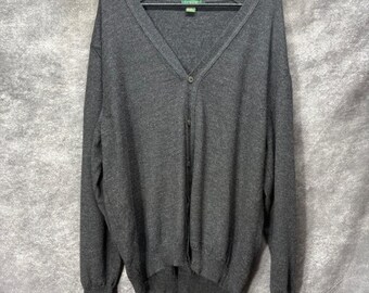VTG 90s J.Crew Cardigan Sweater Men's XL Charcoal Gray 100% Merino Wool Preppy