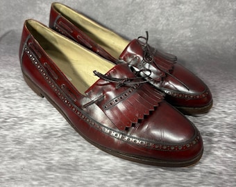 Bally Oxblood Kiltie Fringe Loafers Herenmaat 11.5 Leer Old Money