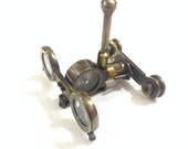 Nautical Brass Pocket Binocular with Compass Vintage Maritime Folding Spyglass Scope