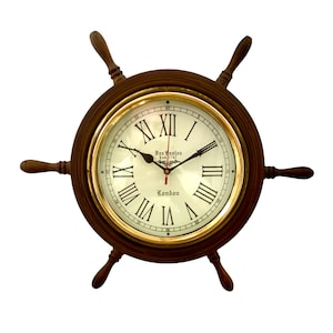 18&quot; Wooden Ship Wheel Wall Clock/Nautical Wall Clock/Home & Office Decor gift