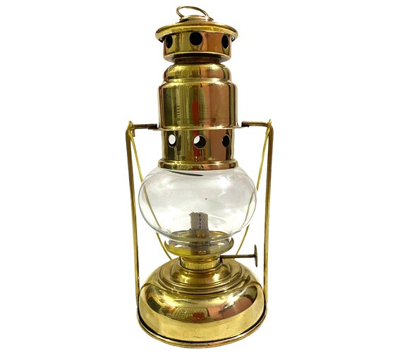 Lampada a olio in vetro vintage, lampada a olio da tavolo in ottone,  lampada a olio antica per decorazioni per la casa, matrimonio nautico o