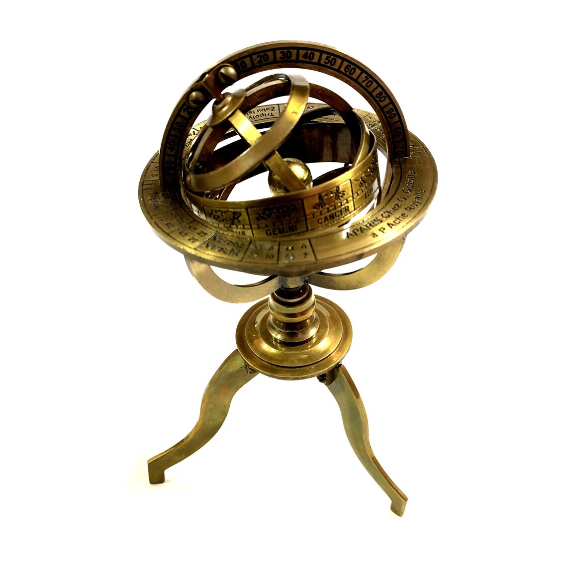 8 Antique Brass Armillary Sphere Engraved Globe Nautical Etsy