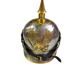 German Pickelhaube Helmet Imperial Prussian Helmet Spiked WW1 Armor Helmet Wearable Officer&#39;s Helmet