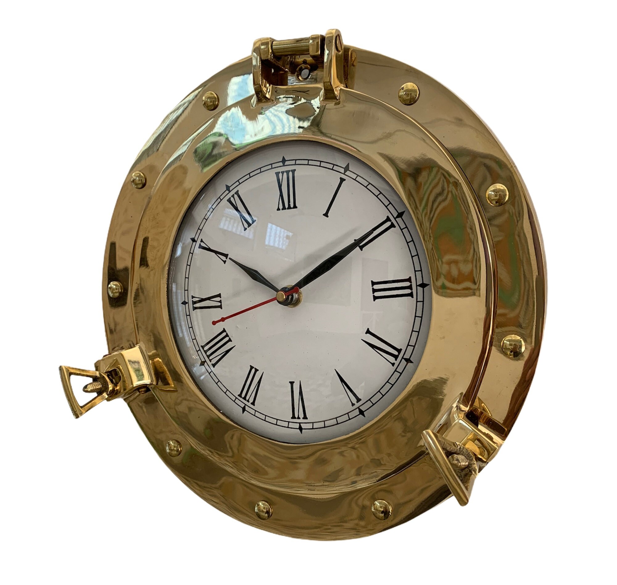 6 Decor Nautical Marine Brass Ship Porthole Clock Battery Quartz Wall