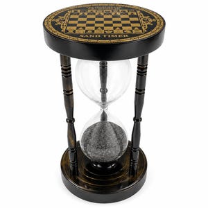 Chess Sand Timer | Decorative Hourglass | Chessboard Desk Décor | Game Room Accent | Elegant Tabletop Timepiece | Gift for Chess Lover