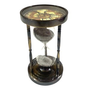 Brass Compass Sand Timer – Nautical Desk Decor, Maritime Gift