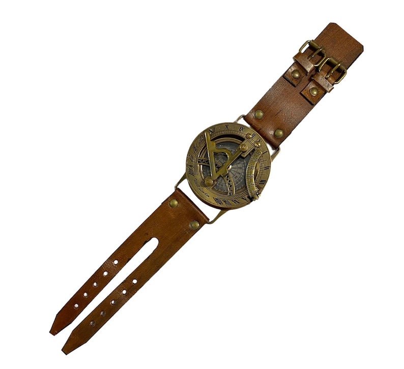 Brass Sundial Compass Handmade Leather Band/wrist Compass and Nautical