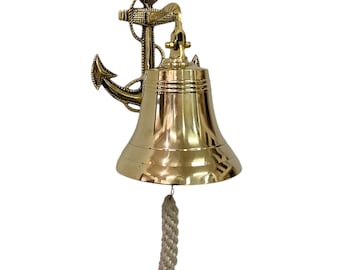 Personalized Brass Anchor Ship Bell, Nautical Wall Decor