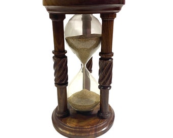 Wooden Hourglass Sand Timer | Rustic Desk Décor | 10-Minute Timer | Personalized Hourglass | Vintage Style Sand Clock