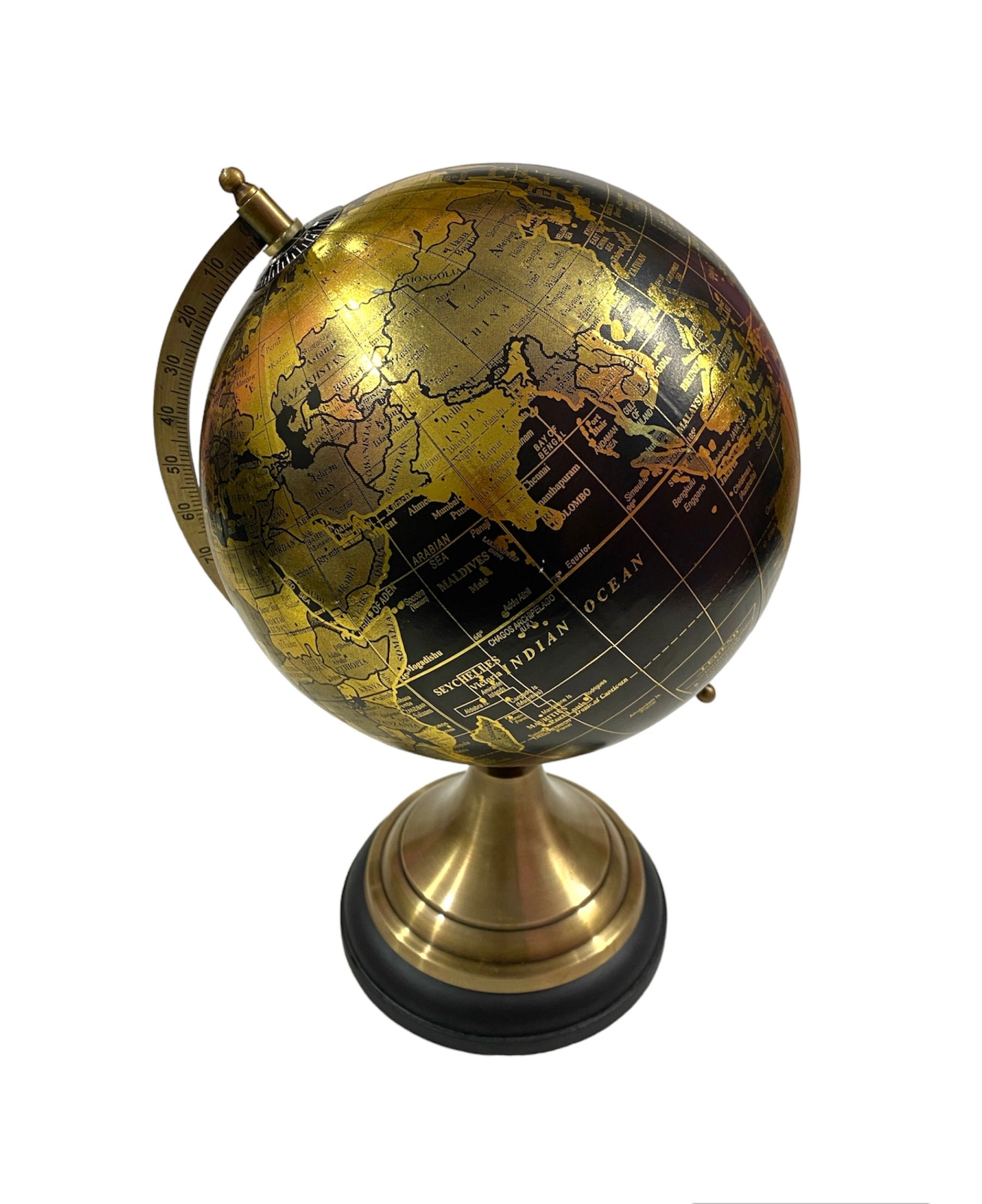 Decorative Black \u0026 Gold World Globe on Brass Stand | Nautical Office Décor  | Retro Desk Globe | Gift for Traveler - Etsy, image size:1800x2206