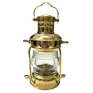 Brass Nautical Lantern – Ship Oil Lamp for Maritime Décor, Coastal Lighting, Boat or Cabin Use