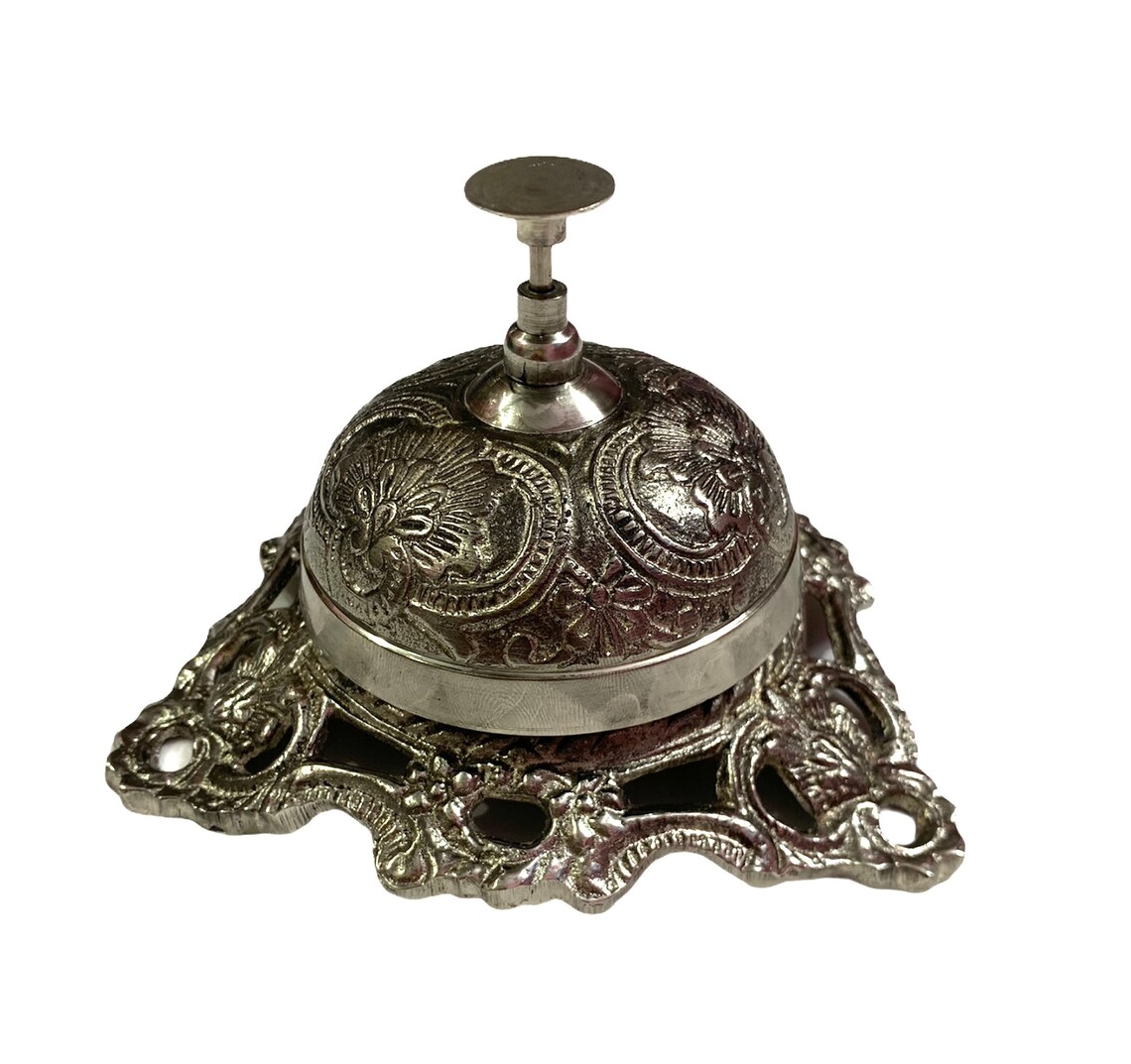 Silver Antique Brass Table Bell / Hotel Reception Bell / Etsy
