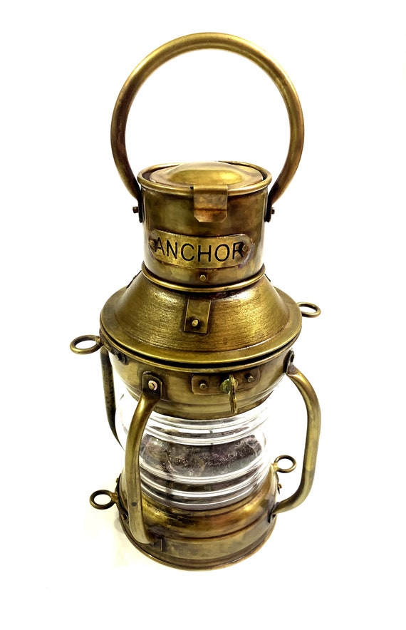 Electric Lantern - Ships Lanterns Antique Brass Anchor Lamp - 12