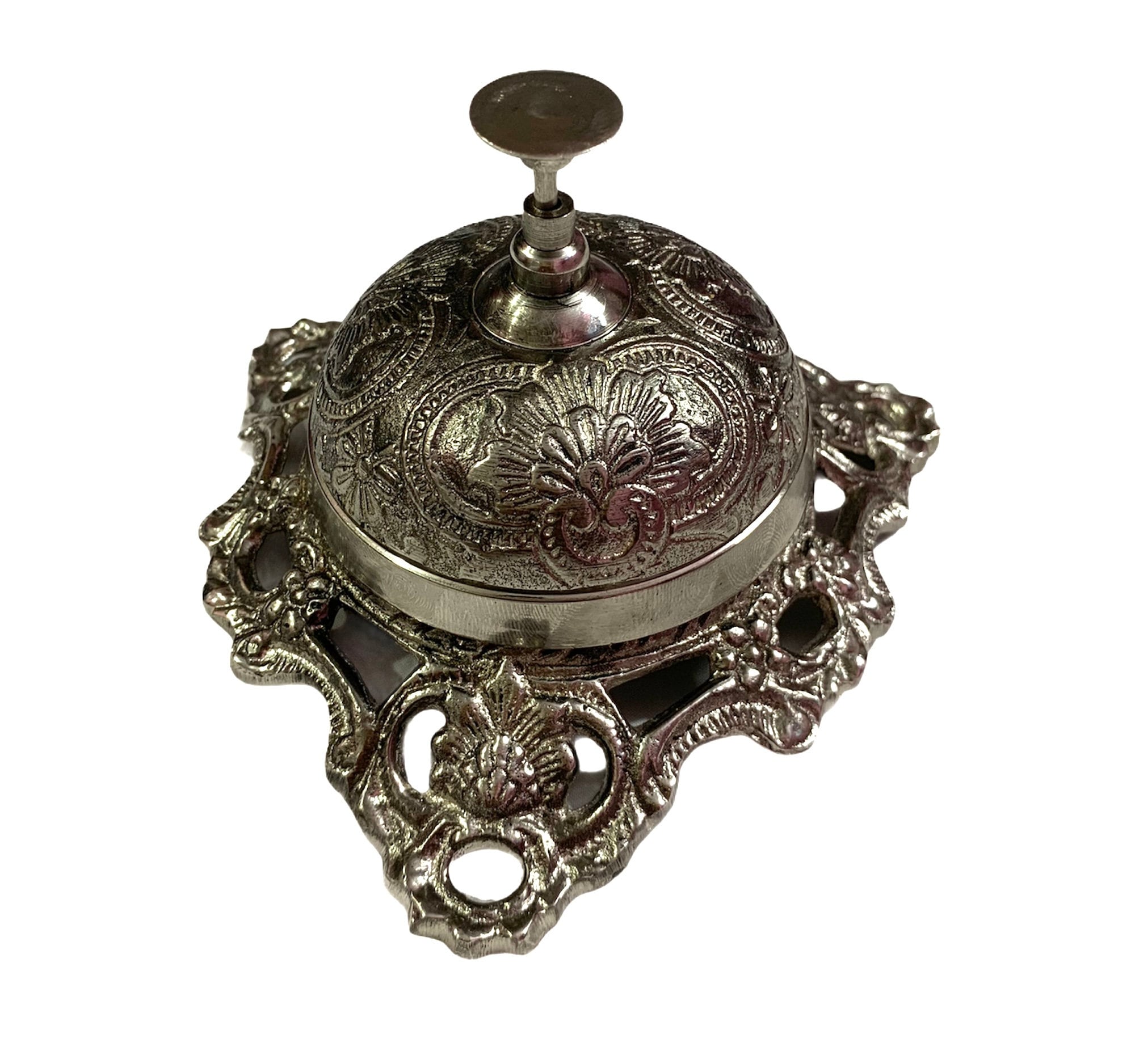 Silver Antique Brass Table Bell / Hotel Reception Bell / Etsy UK