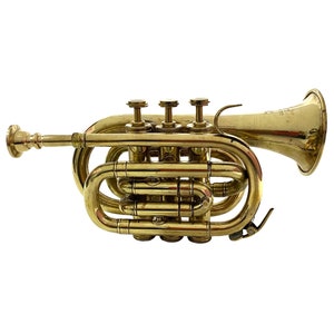 Shinny Brass Vintage Trumpet Pocket Bugle Horn 3 Valve Mouthpiece Best for Gift