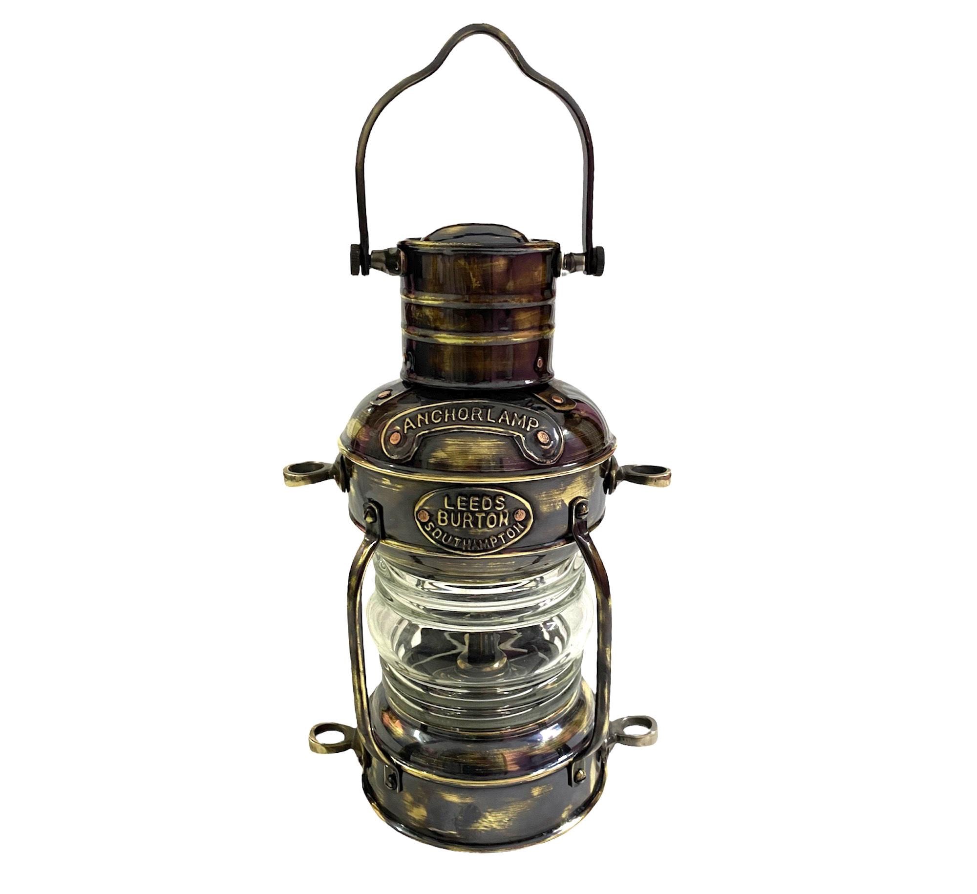 Maritime Anchor Lamp – Rustic Brass Finish Lantern – Seaside