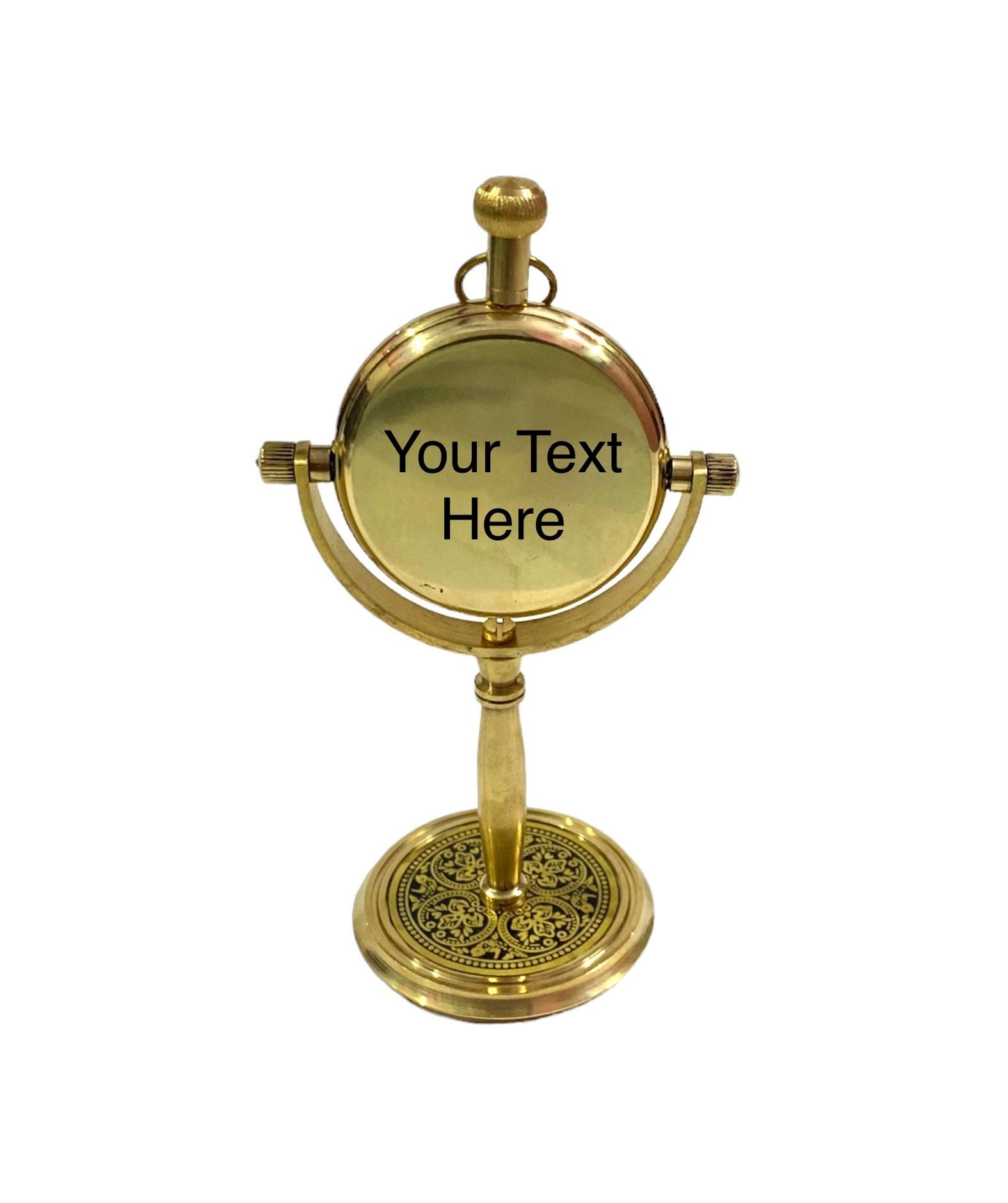 ヴィンテージスタイルの真鍮製テーブルクロック - レトロな回転式