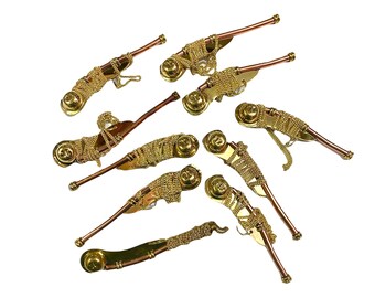 Lot of 10 Brass & Copper Boatswain Bosun Pipe Whistle ~ Nautical Madam Hooch Whistle with Wooden Box