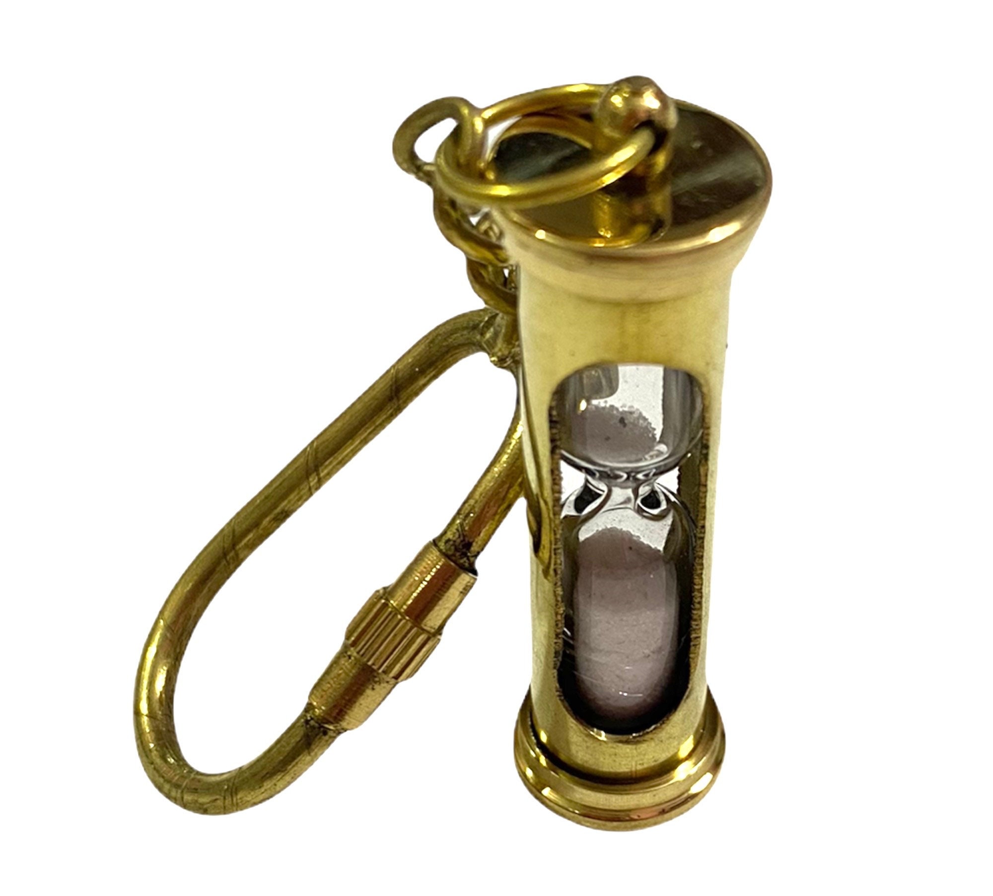 Messing-Schlüsselanhänger Mit Sanduhr – Vintage Look, Kompakt, Ideal Als Geschenk Oder Persönlicher Accessoire