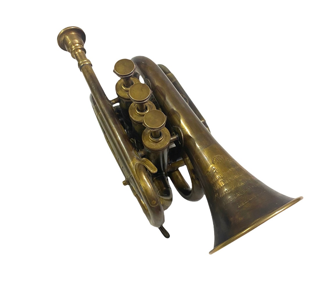 Mini Bugle Brass Bb Mini Trumpet Pocket Bugle Horn 3 Valve Mouthpiece for ...